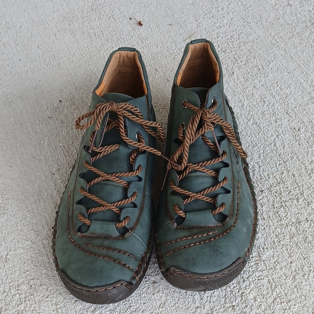 Green Suede Sneakers with Rugged Design